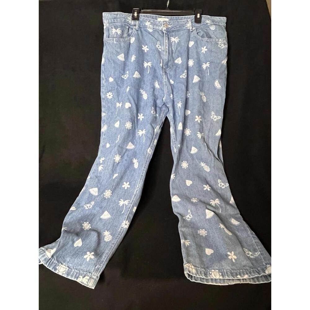Forever 21 90’s Fit High Rise All Over Print Jeans Plus Size 16 Relaxed Fit